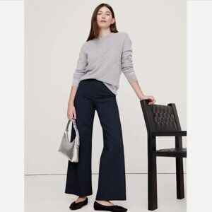 NWT Banana Republic SP Navy High-Rise Wide-Leg Cropped Everywhere Ponte Pant